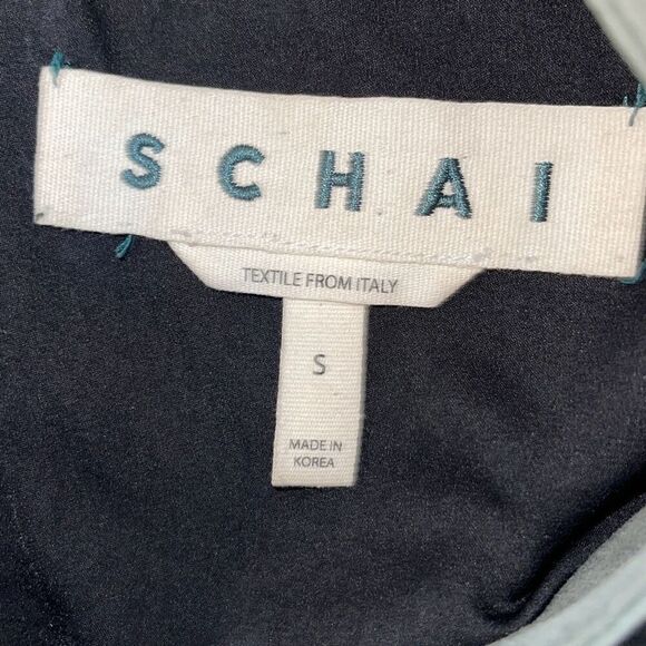 Schai Womens Goat Suede Leather Exposed Back Zip Cap Sleeve Shift Dress Green/Gr - Picture 6 of 11